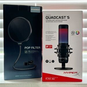*NWT/NIB* HyperX QuadCast S USB Microphone w/ RGB Lighting (+ free pop filter!)